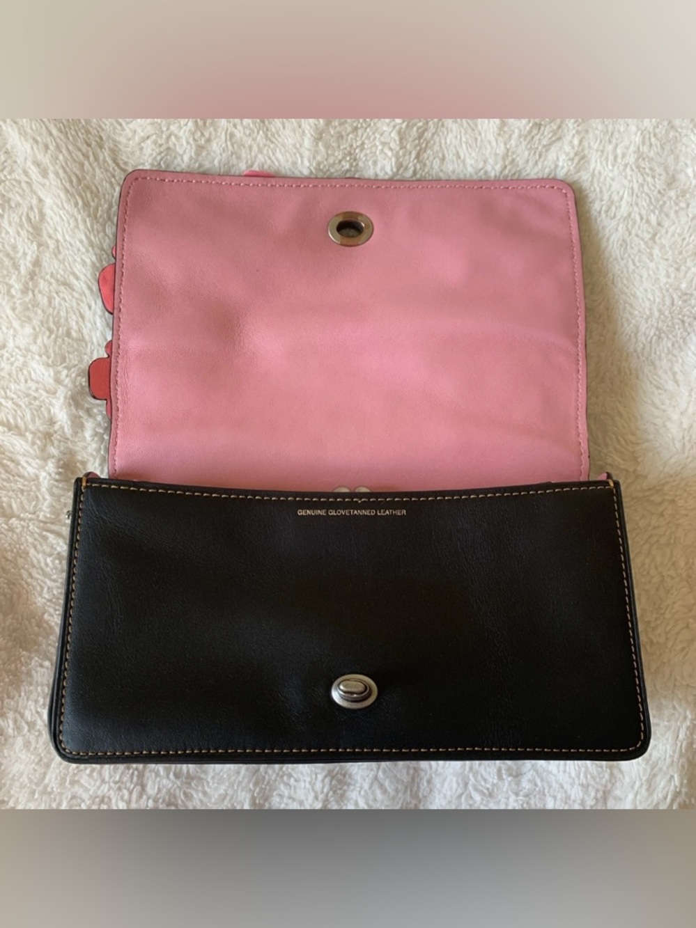 Coach 1941 Black Pink Tea Rose Appliqué Double Dinky Bag - Picture 8 of 16